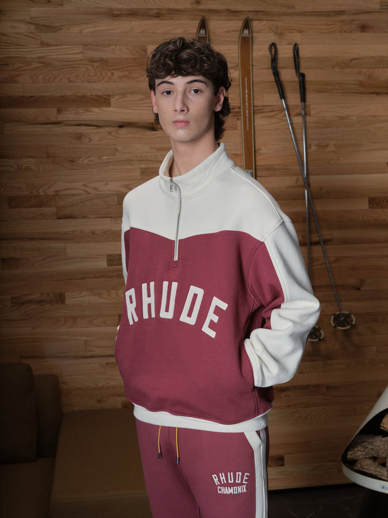 RHUDE CHAMONIX QUARTER-ZIP VARSITY