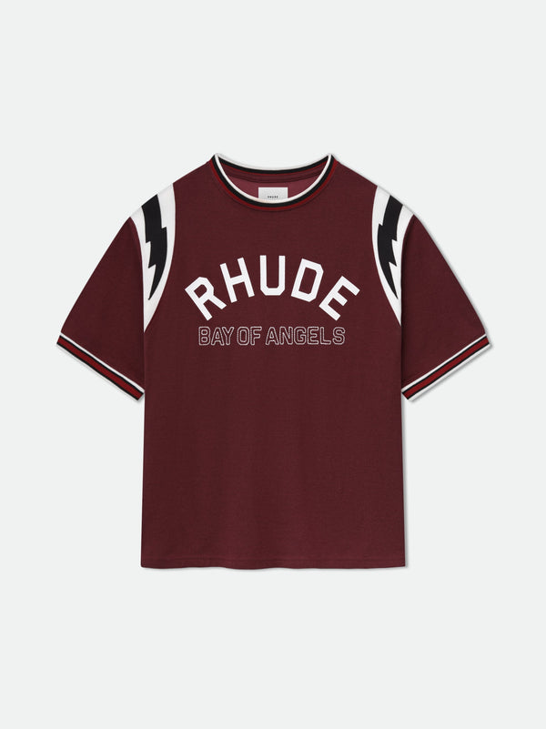 RHUDE LIGHTNING RINGER JERSEY TEE