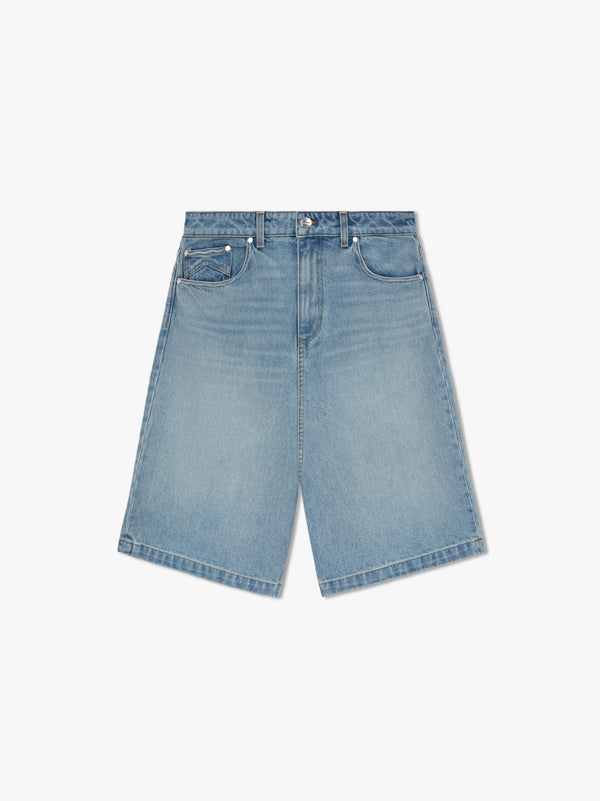 DROP CROTCH DENIM SHORTS